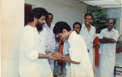 Receiving blessing from Dr. KJ Yesudas